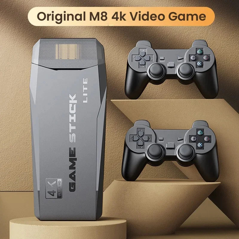 M8 (64GB) HDMI Game Stick Lite Console – 2.4G Wireless Controllers – 4K – 10,000 Video Game Retro Box – Plug and Play M8 (64GB) HDMI Game Stick Lite Console – 2.4G Wireless Controllers – 4K – 10,000 Video Game Retro Box – Plug and Play